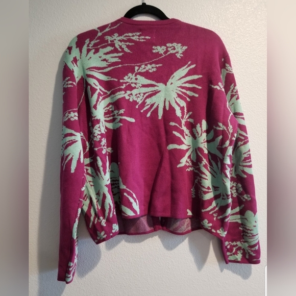 Women's Palm Print Long Sleeve Button-Front Cardigan - Future Collective XXL - Picture 4 of 6